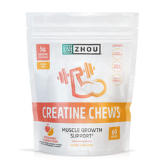 ZHOU Creatine Chews bottle with Peach Mango gummies