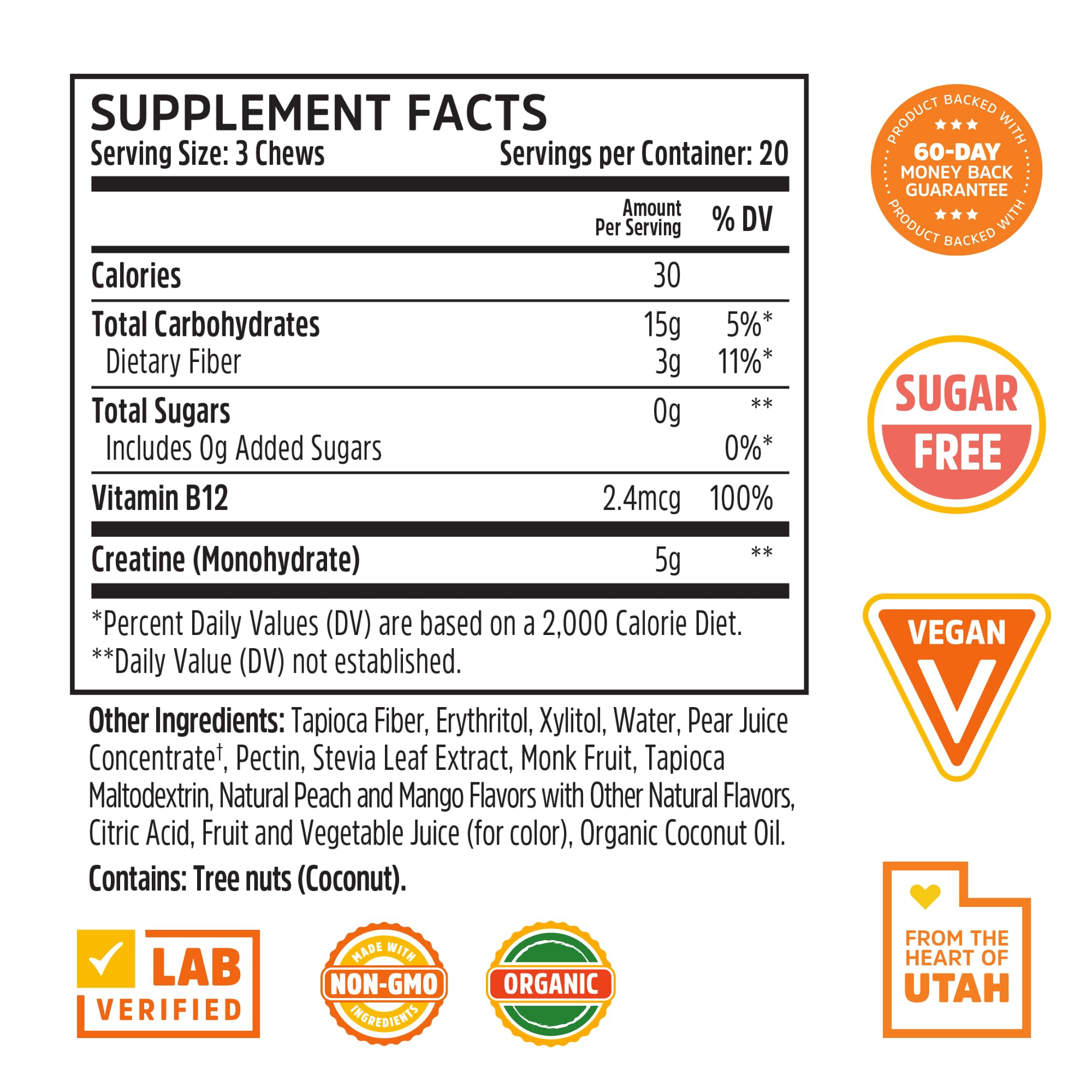 Gummy serving showing 5g per serving