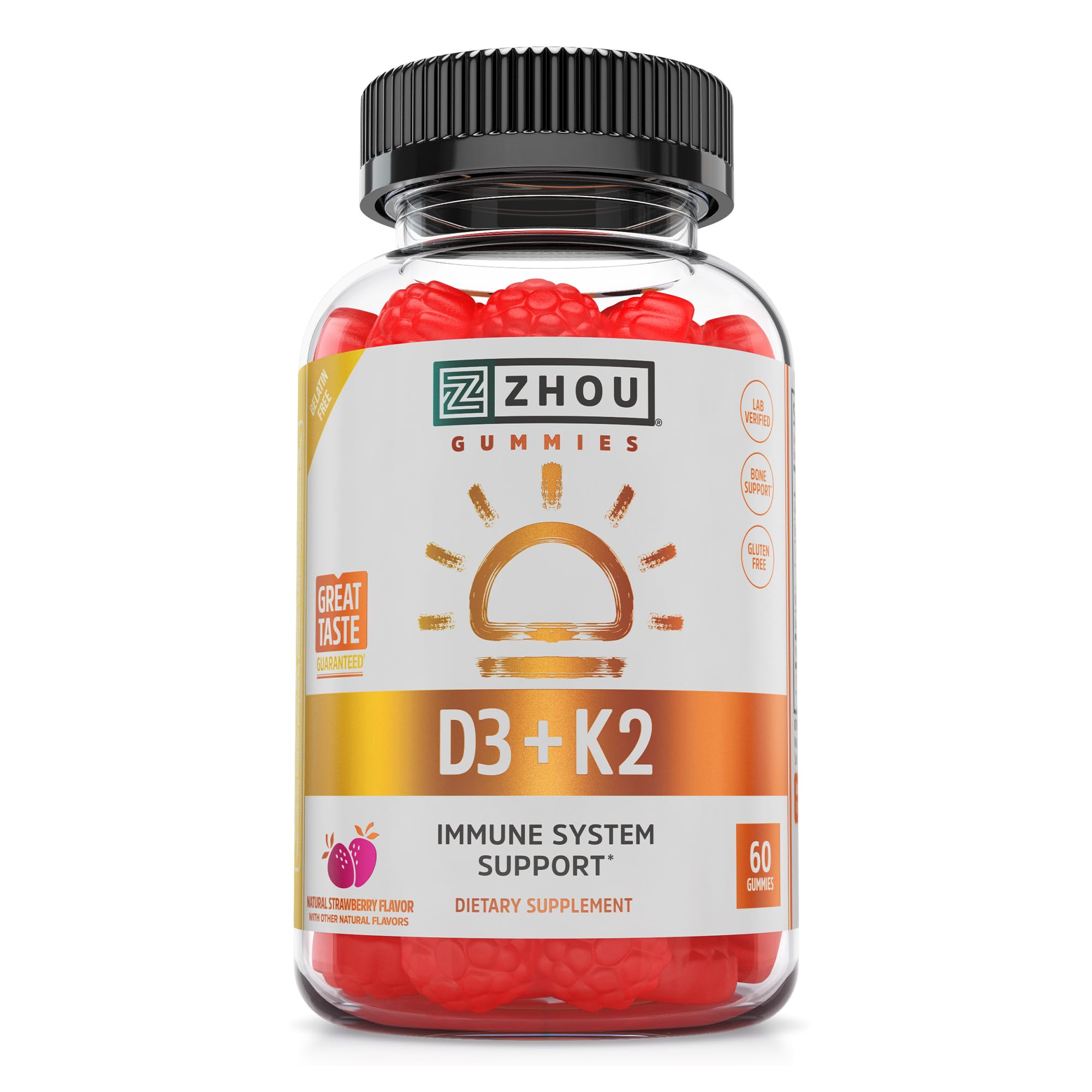 Zhou D3+K2 Gummies bottle front view