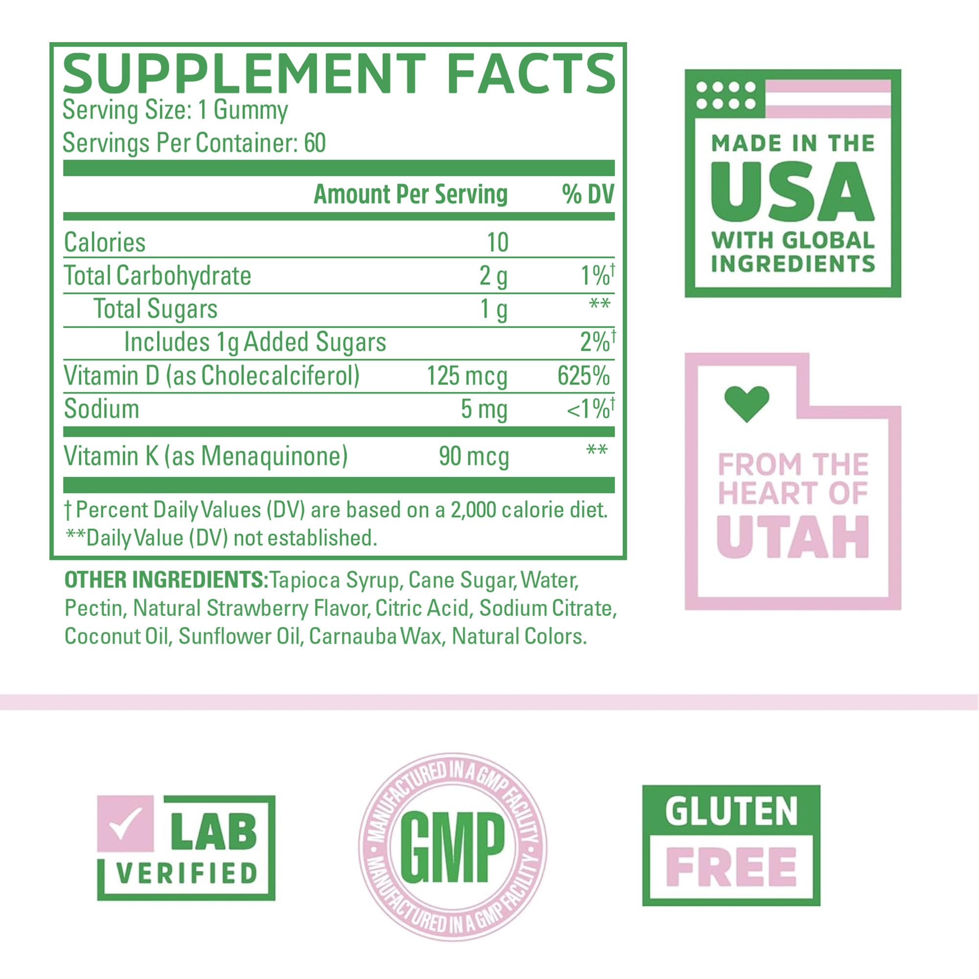 Close-up of D3+K2 veggie gummies texture