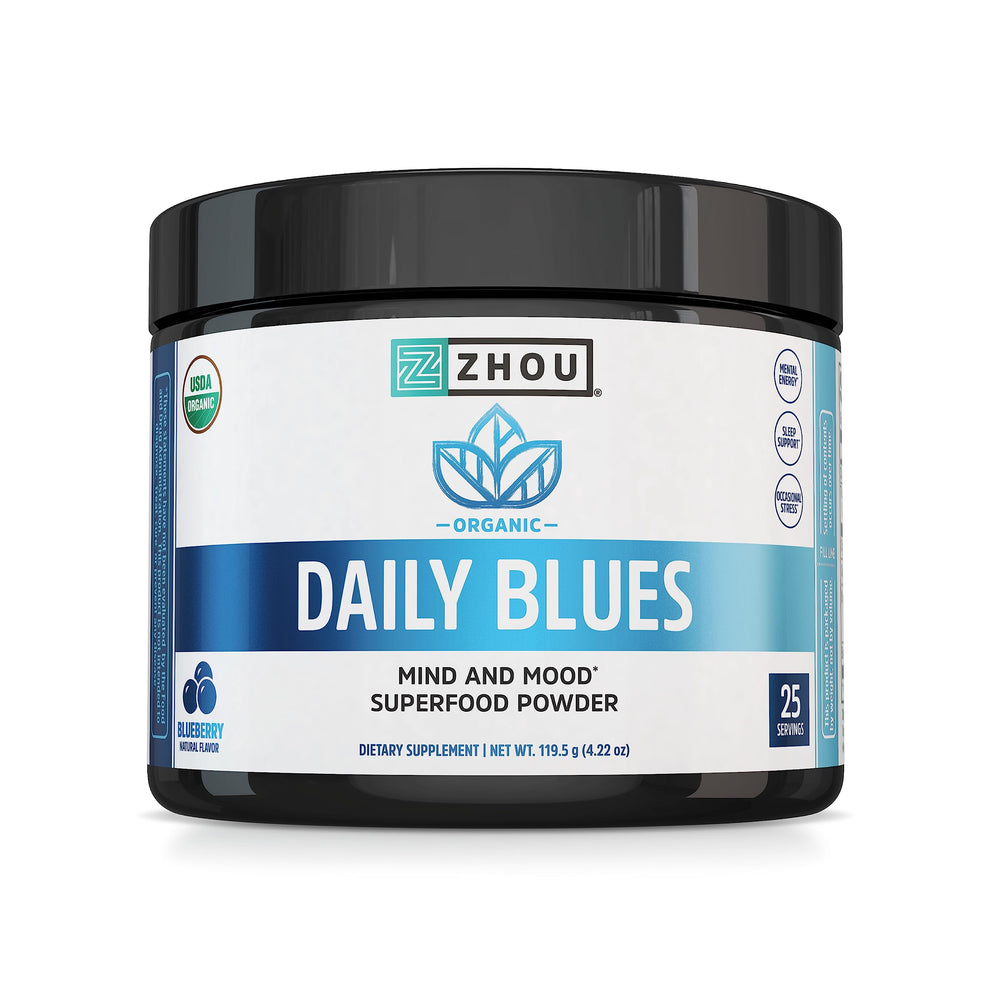 Front label of Zhou Daily Blues Blue Spirulina Powder 4.22 oz