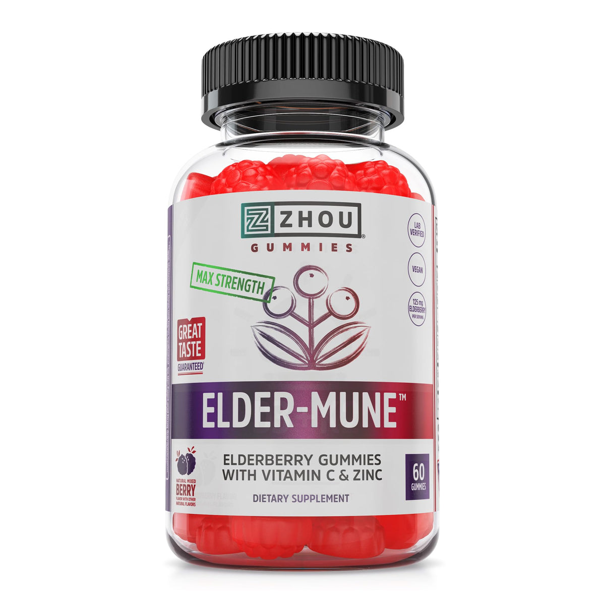 Zhou Elder-Mune Sambucus elderberry gummies bottle hero image