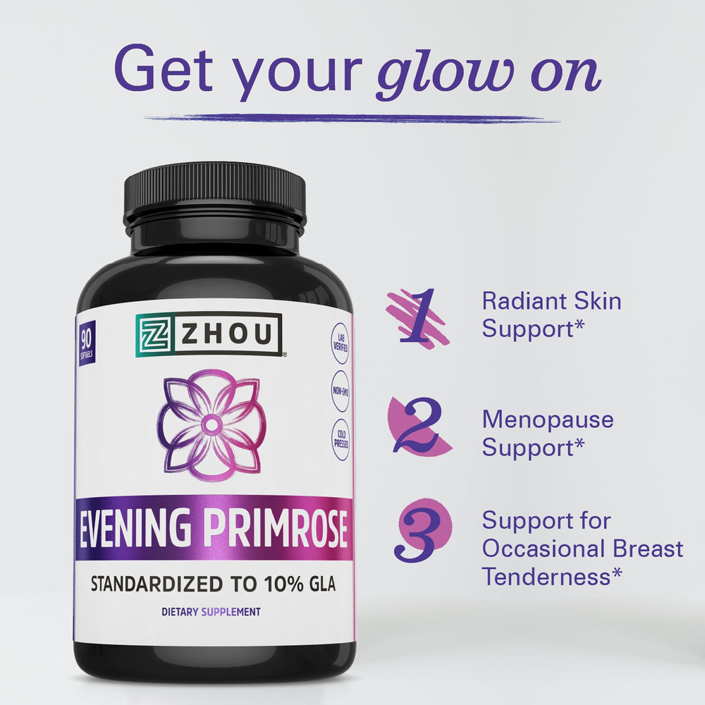 Label showing 1300 mg per softgel and 10% GLA