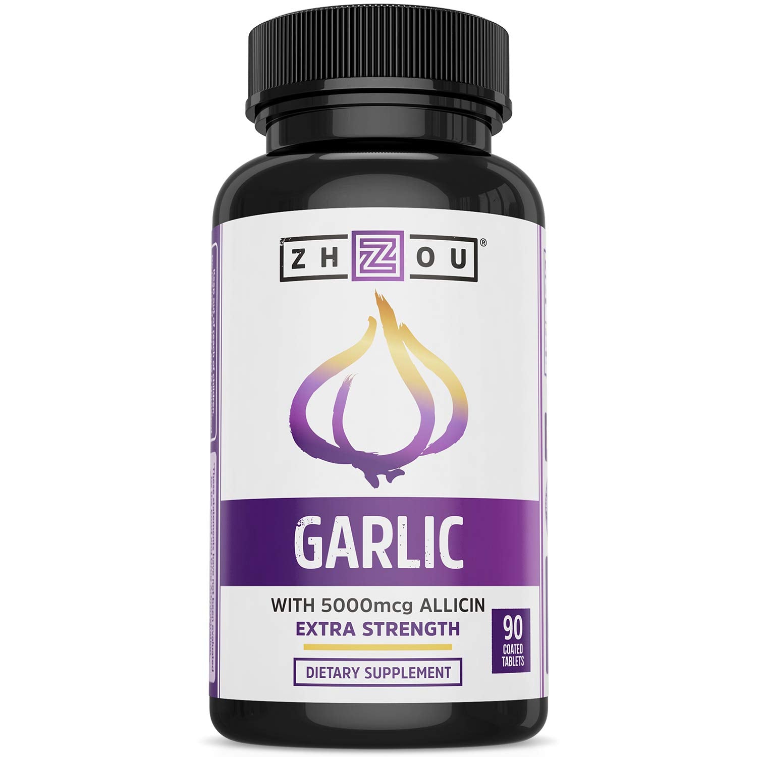 Bottle of Zhou Garlic with Allicin odorless garlic tablets (90 count)