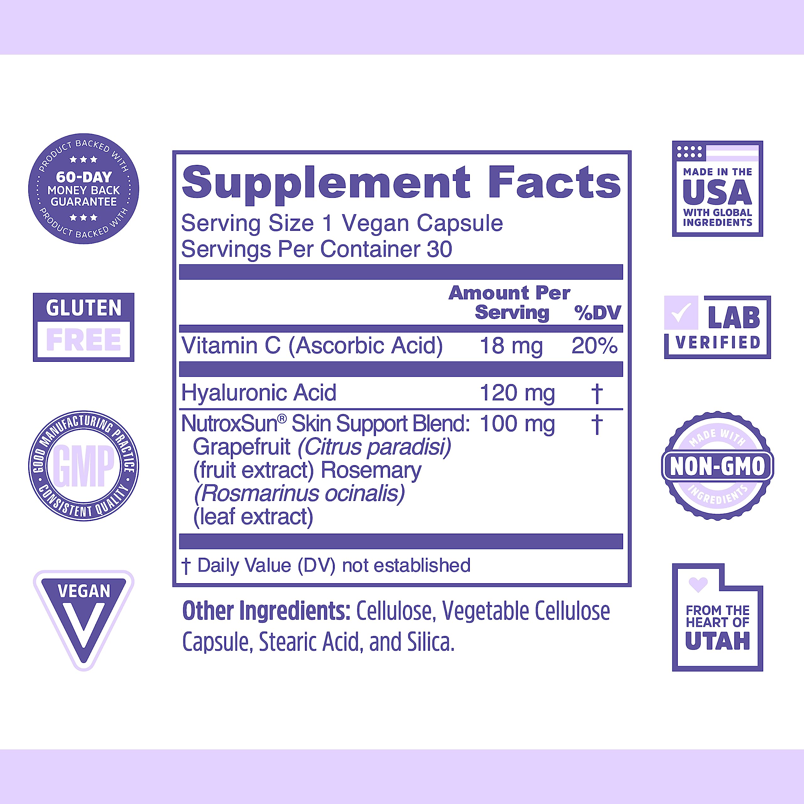 Close-up of hyaluronic acid capsules