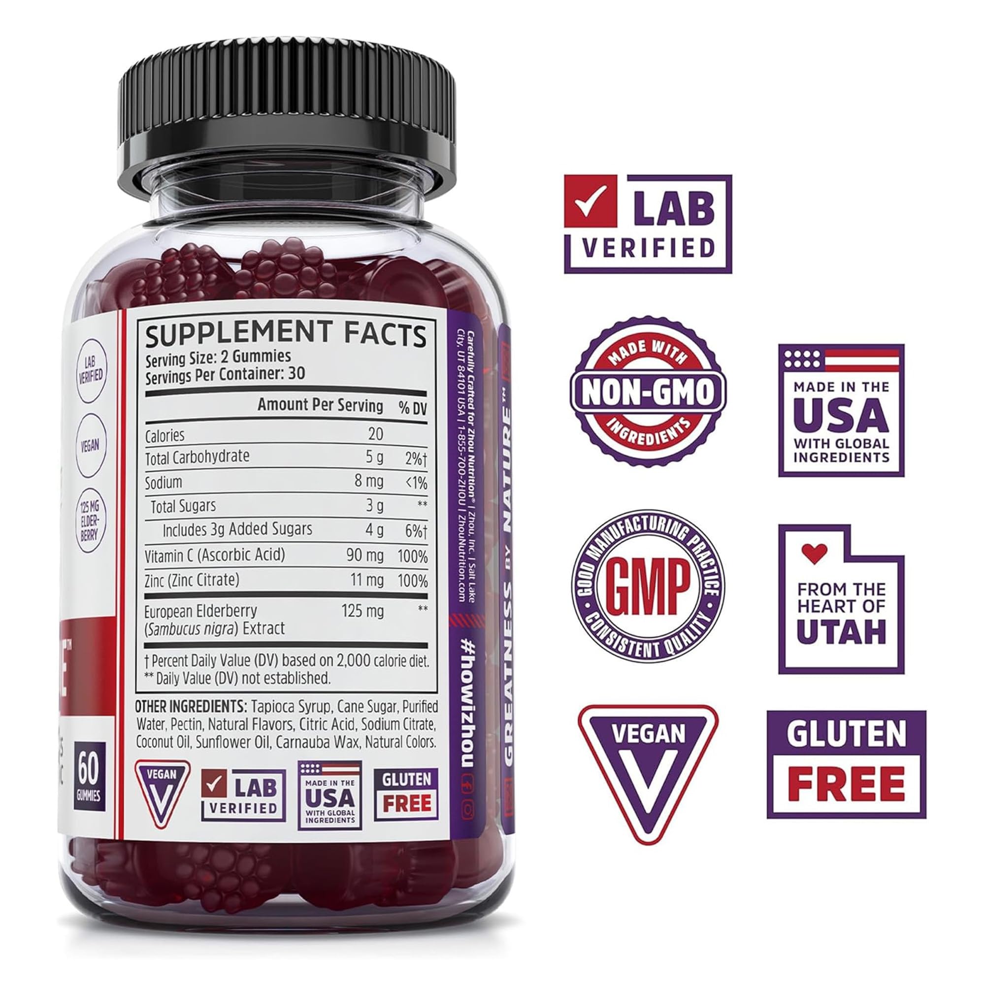 Close-up of Elder-Mune elderberry gummies