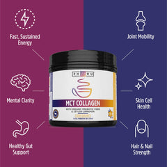 Vanilla flavored collagen powder being poured into a glass