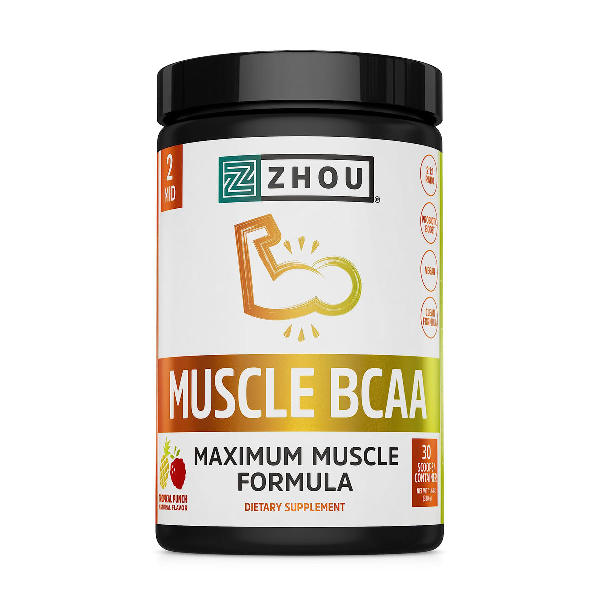 Zhou Muscle BCAA powder with scoop