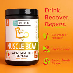 Nutritional label and ingredients for Zhou Muscle BCAA