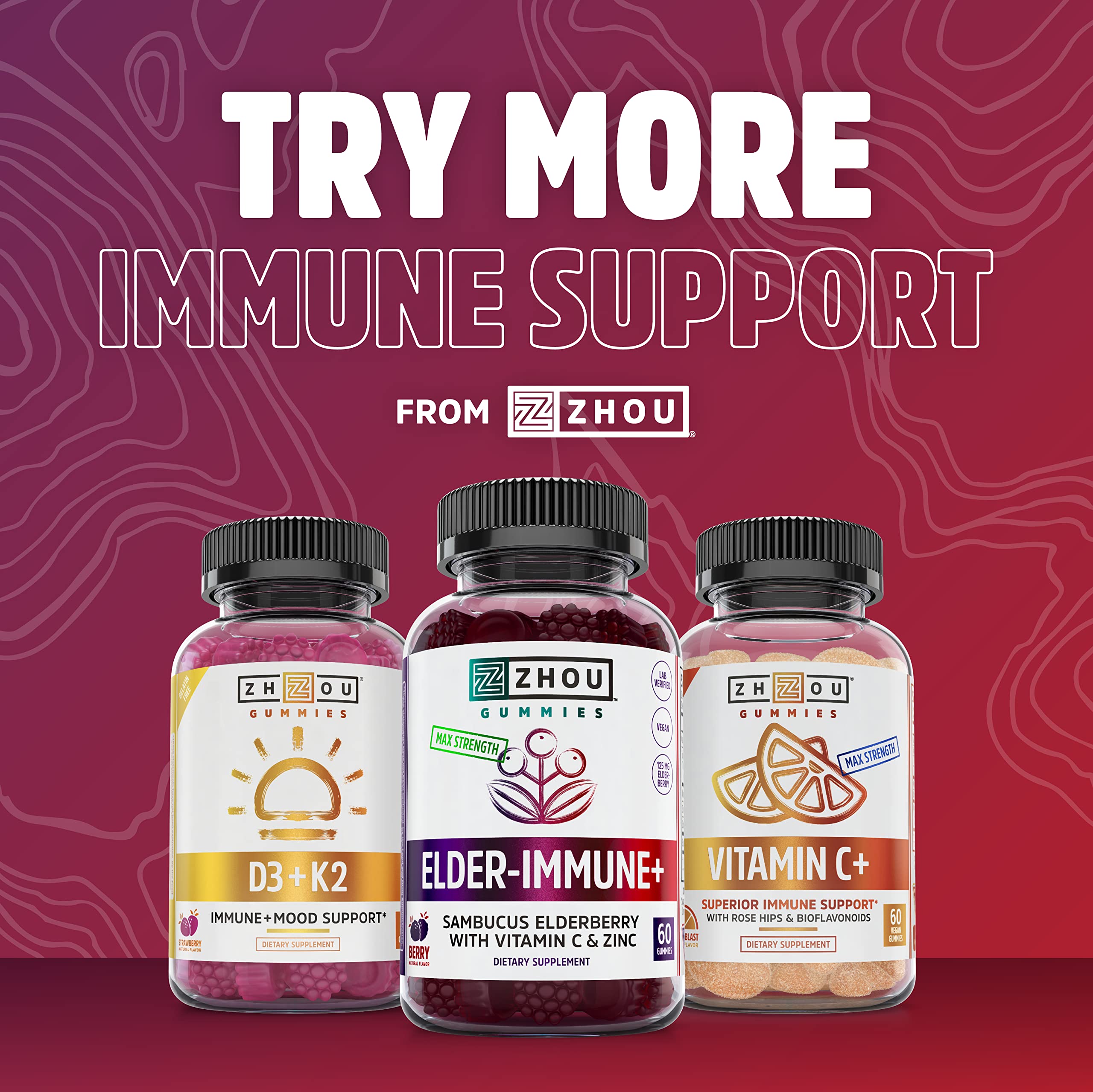 Lifestyle shot of Zhou Nutrition Elder-Mune+ Syrup packaging
