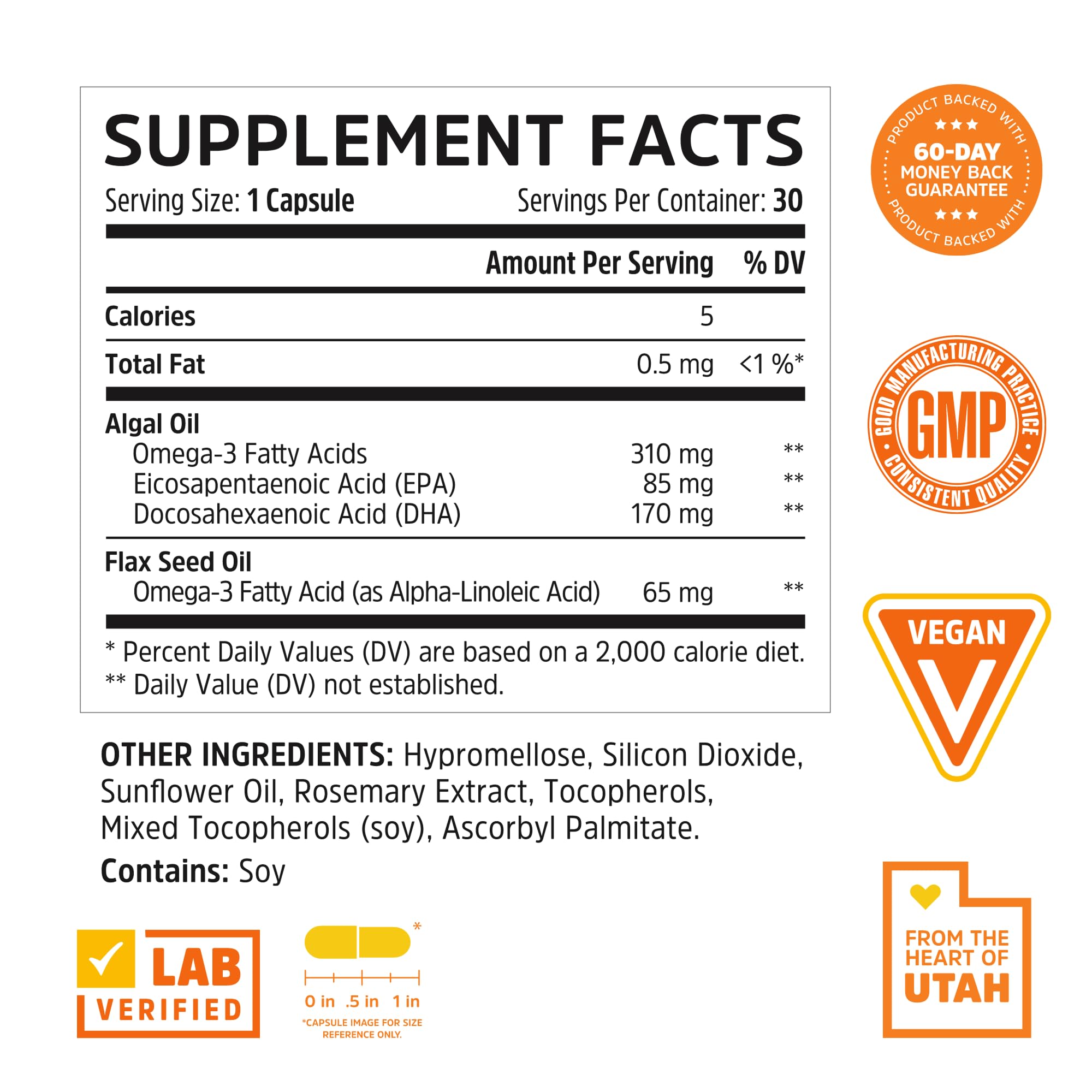 Vegan omega-3 capsules from ZHOU Plant-Based Omegas