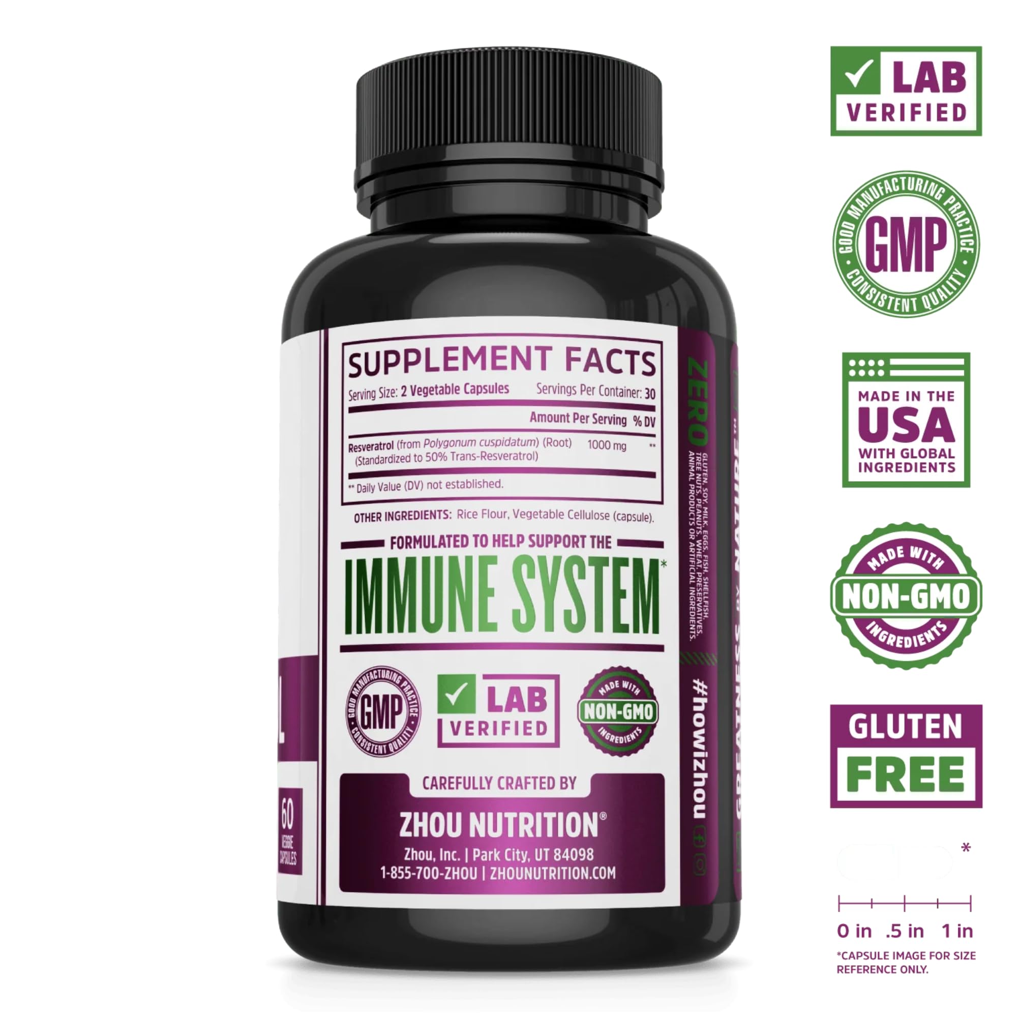 Close-up of high potency trans-resveratrol capsules