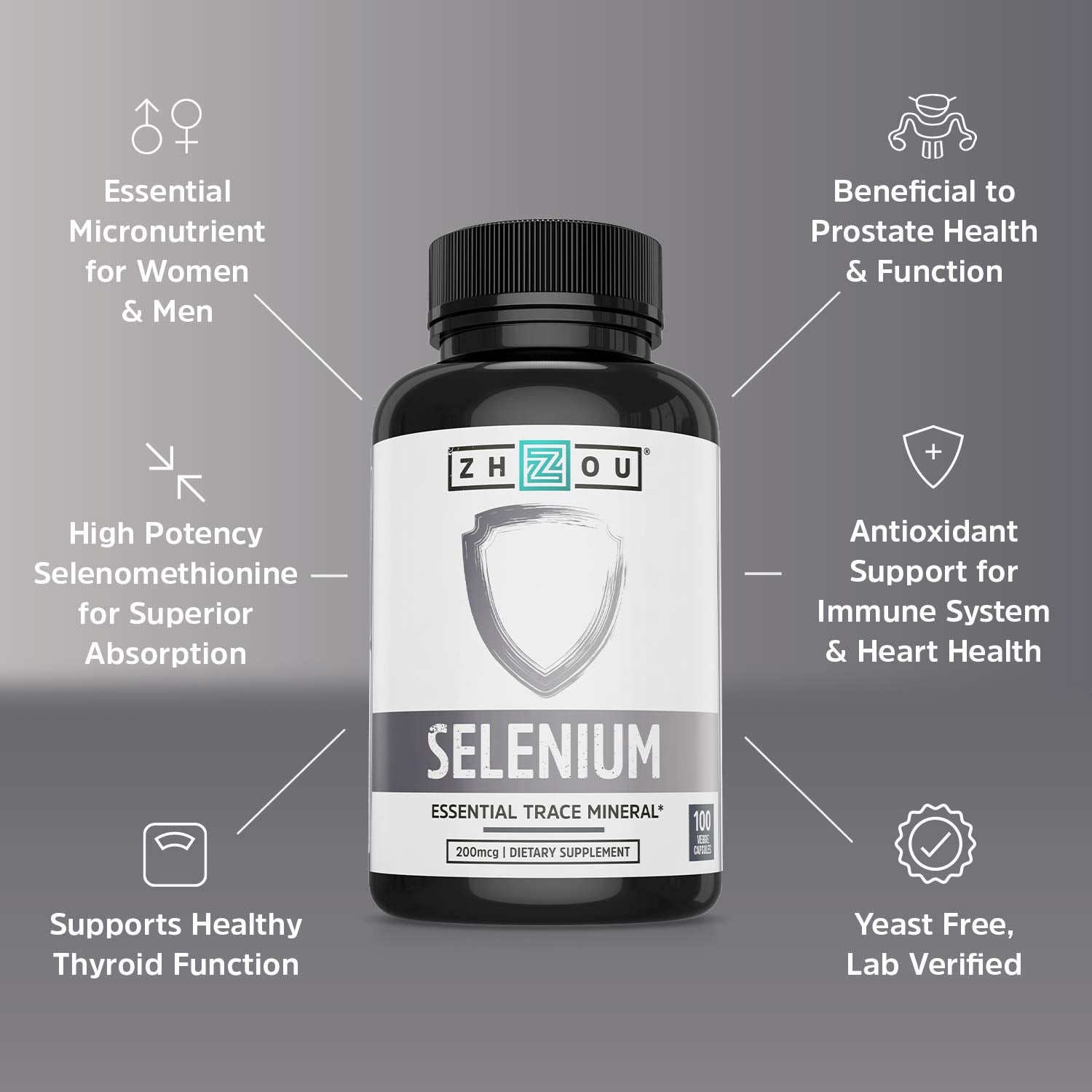 Close-up image of Zhou Selenium 200mcg Veggie Capsule