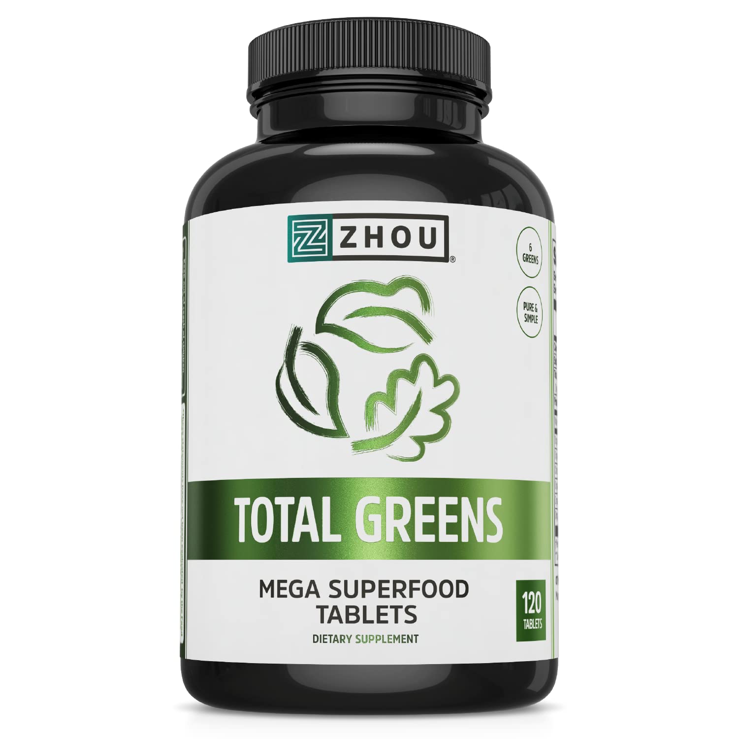 Zhou Total Greens bottle showing 120 tablets