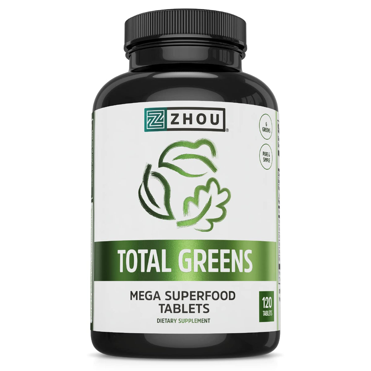 Zhou Total Greens bottle showing 120 tablets