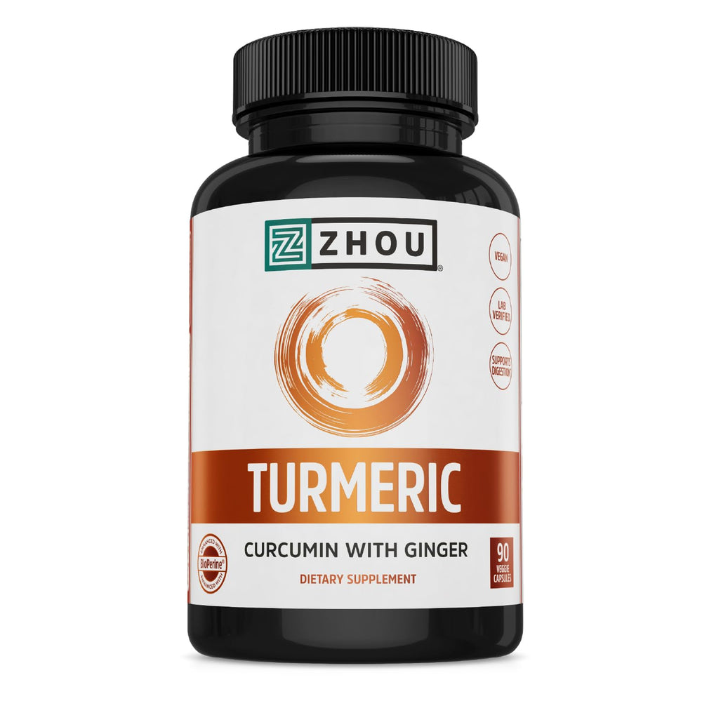 Zhou Turmeric Curcumin with Ginger bottle displaying the product label
