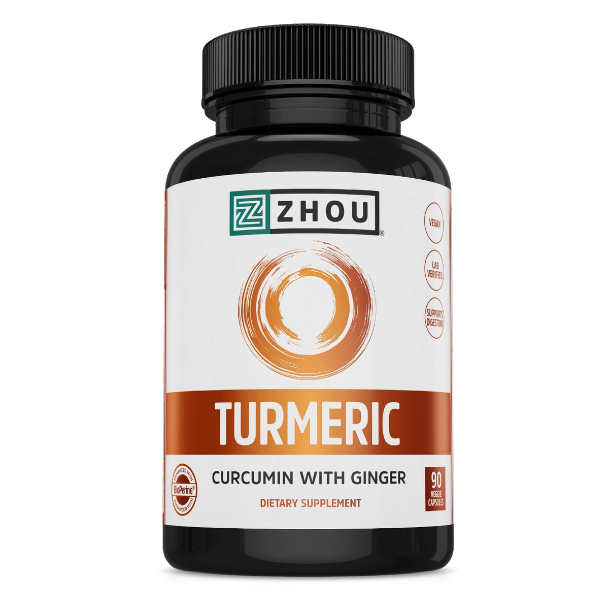 Zhou Turmeric Curcumin with Ginger bottle displaying the product label
