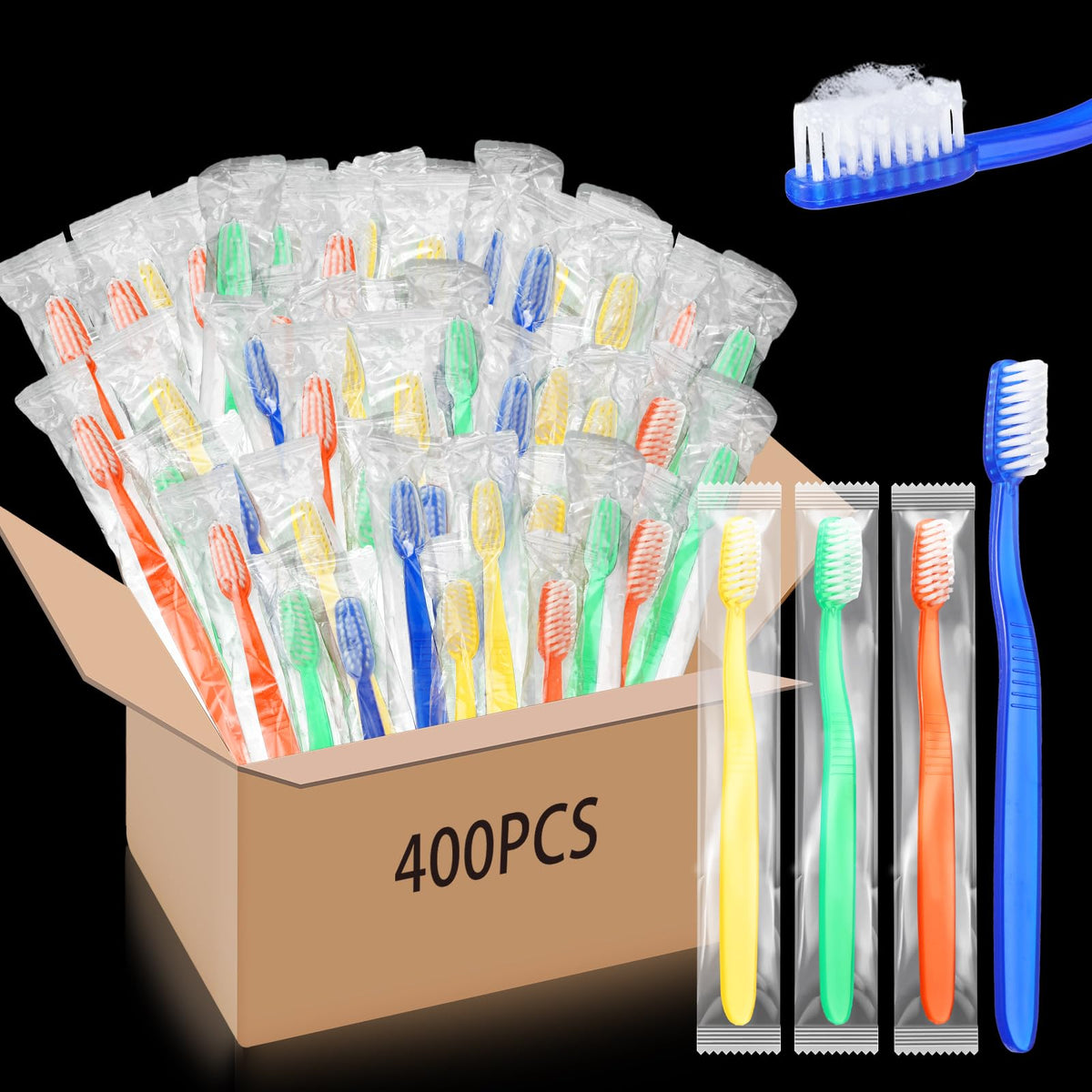 Bulk pack of Ziliny prepasted disposable toothbrushes (400 pieces)