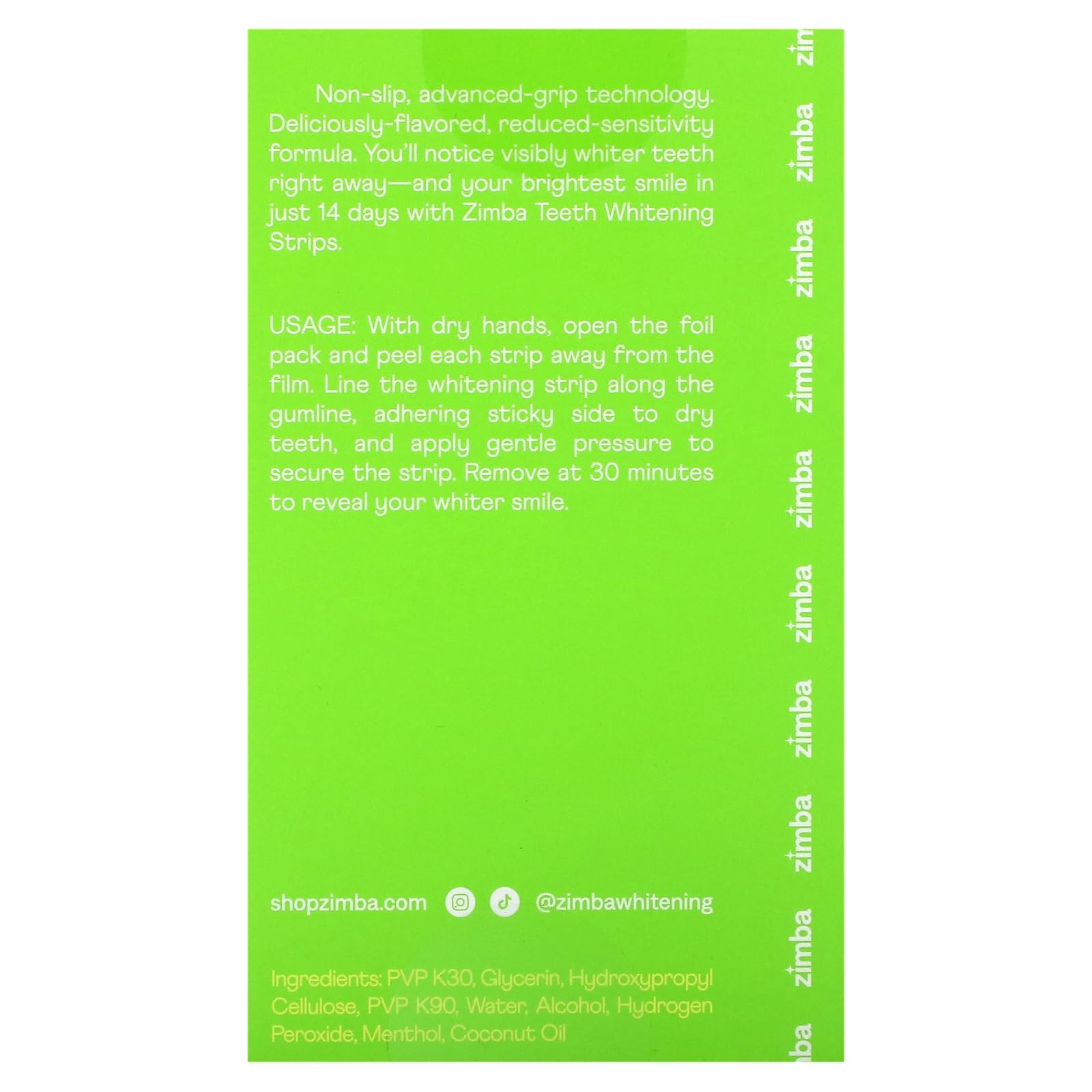 Zimba Coconut Flavored Teeth Whitening Strips packaging