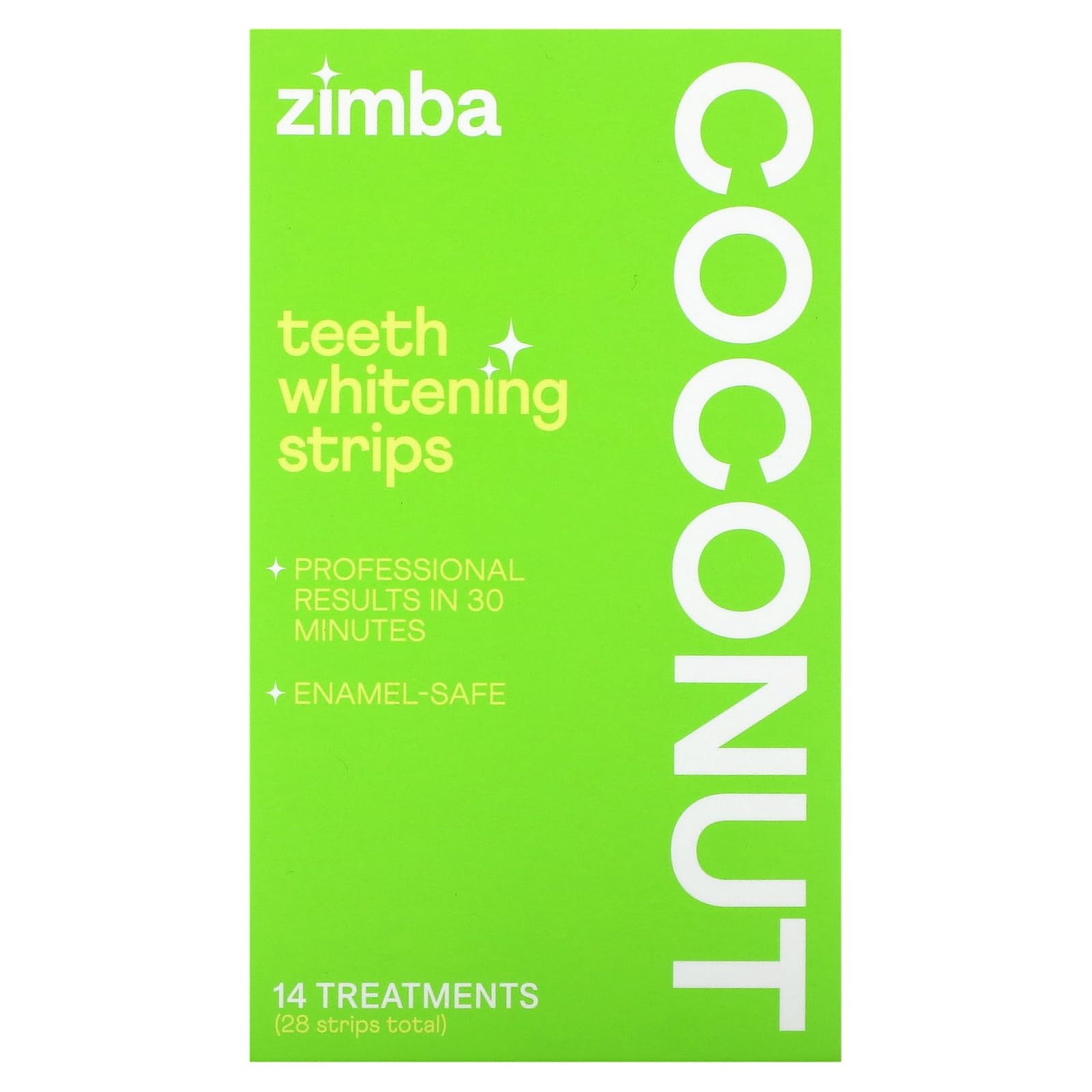 Whitening strips applied to teeth with coconut flavor