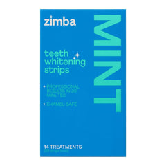 Mint-flavored whitening strips on a white surface