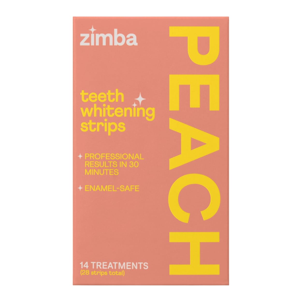 Zimba Peach Teeth Whitening Strips package with vegan formula