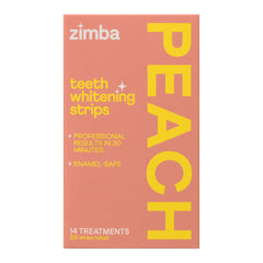 Zimba Peach Teeth Whitening Strips package with vegan formula