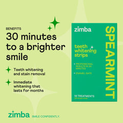 Zimba whitening strips being applied to teeth with non-slip grip