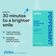 Close-up of Zimba whitening strips in blister pack