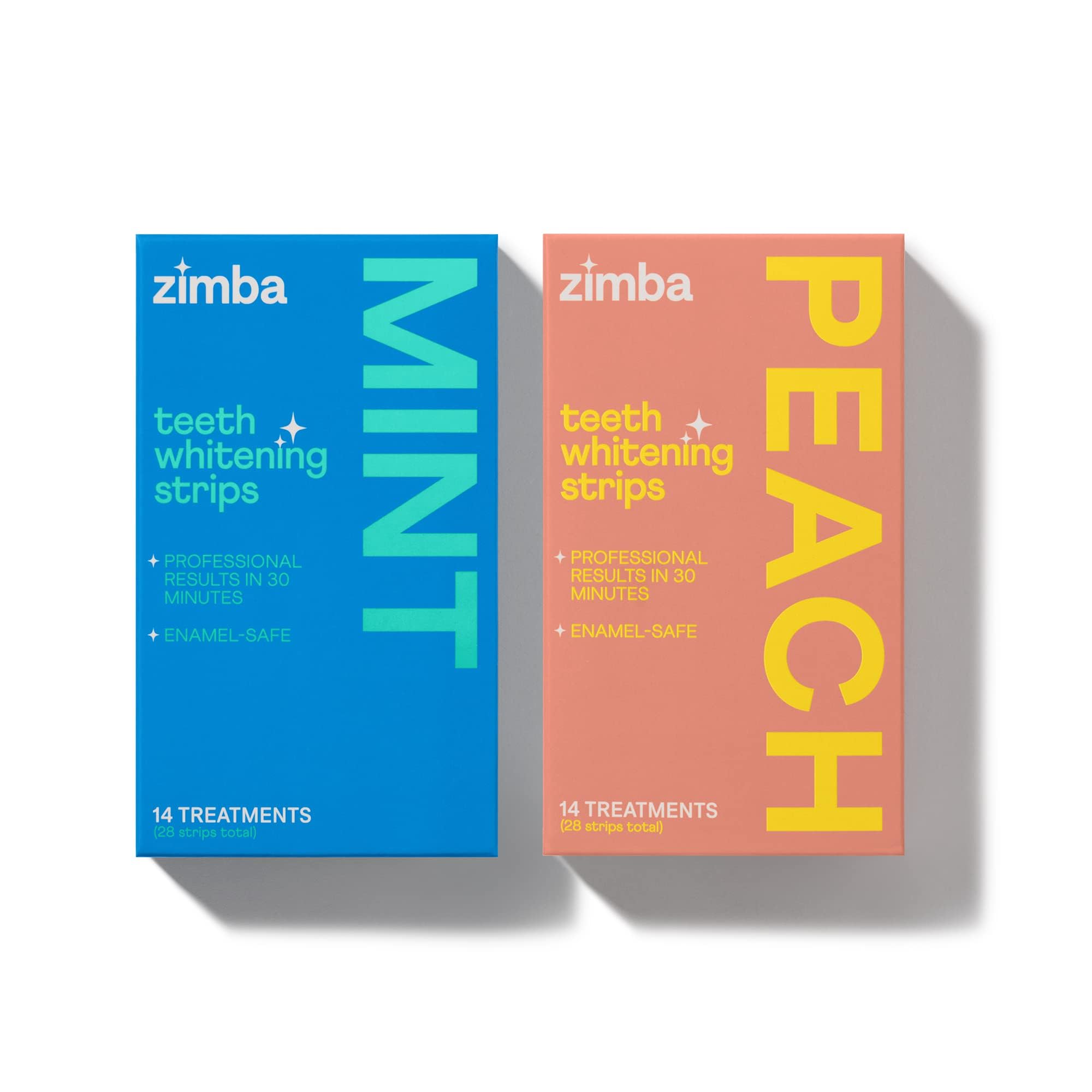 Zimba Teeth Whitening Strips mint peach packaging front