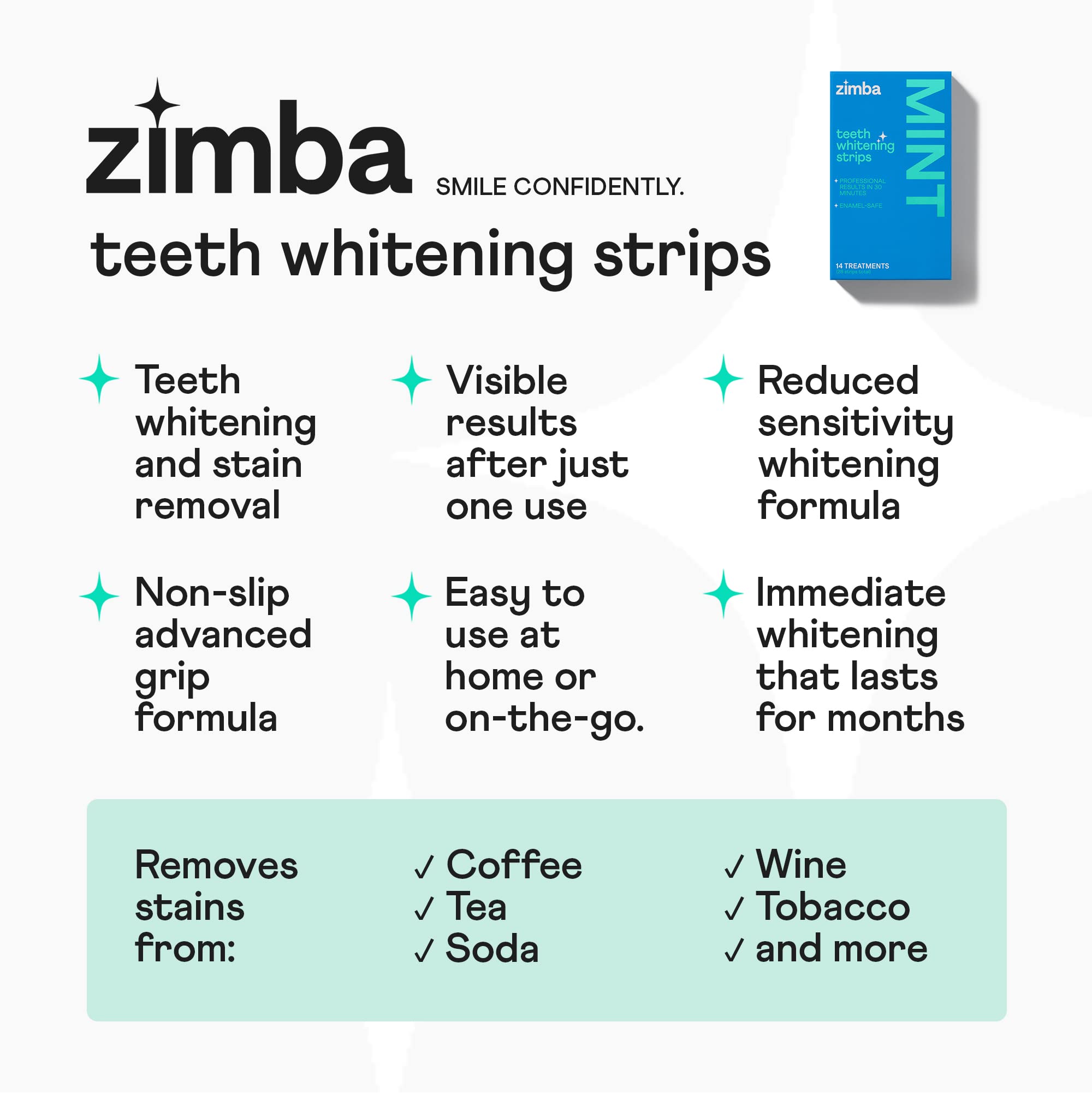 Whitening strips applied to teeth showing non-slip design