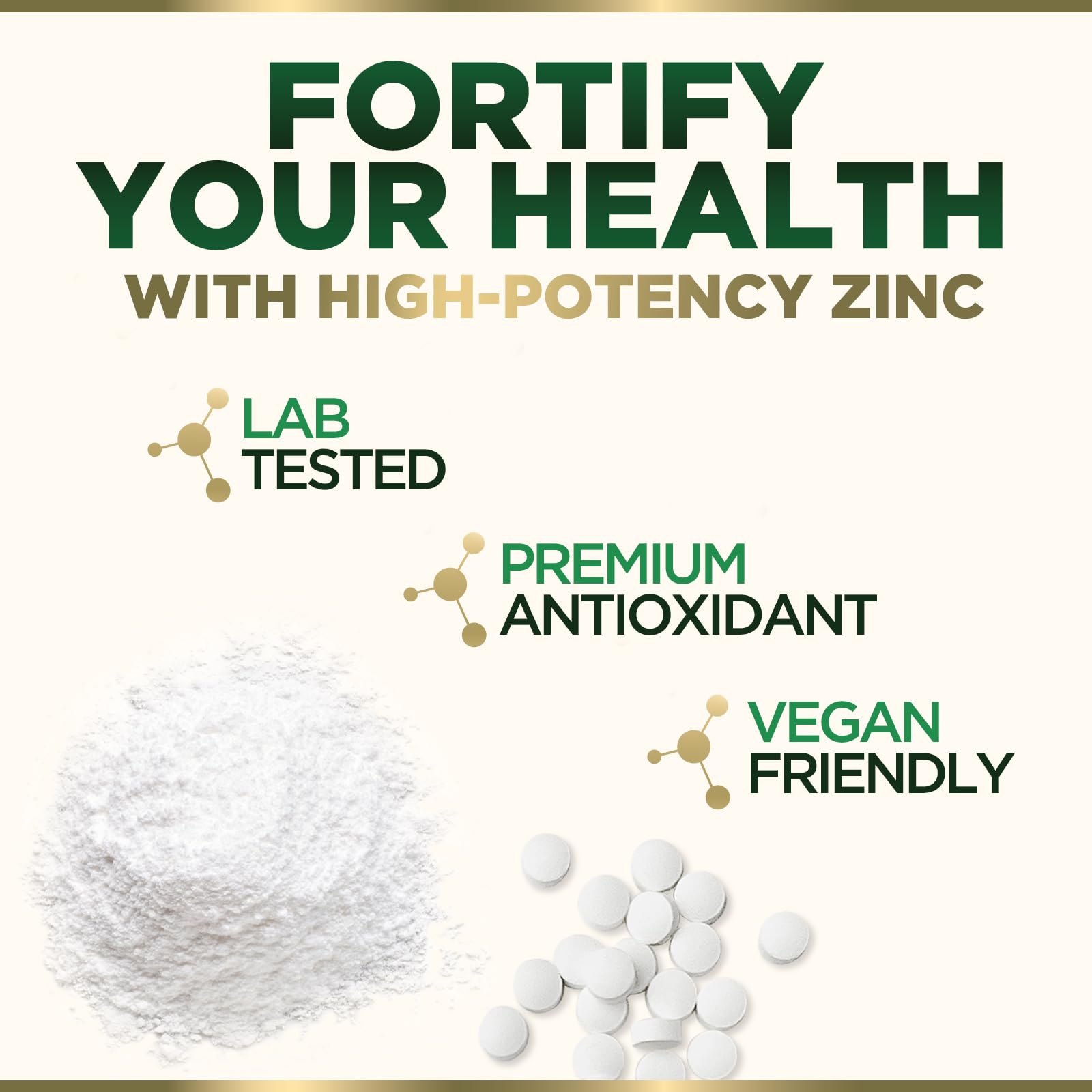 Zinc 40mg supplement highlighting skin health and daily wellness