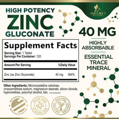 Close-up of Zinc 40 mg gluconate tablets