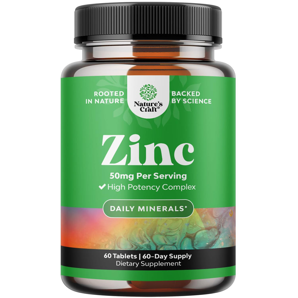 Front view of Zinc 50mg Immune Support supplement bottle
