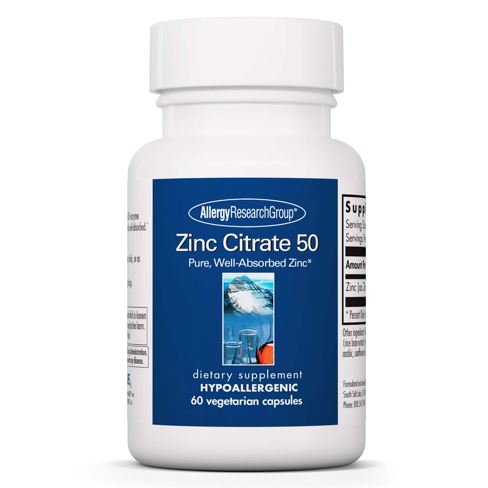 Allergy Research Group Zinc Citrate Supplement bottle front