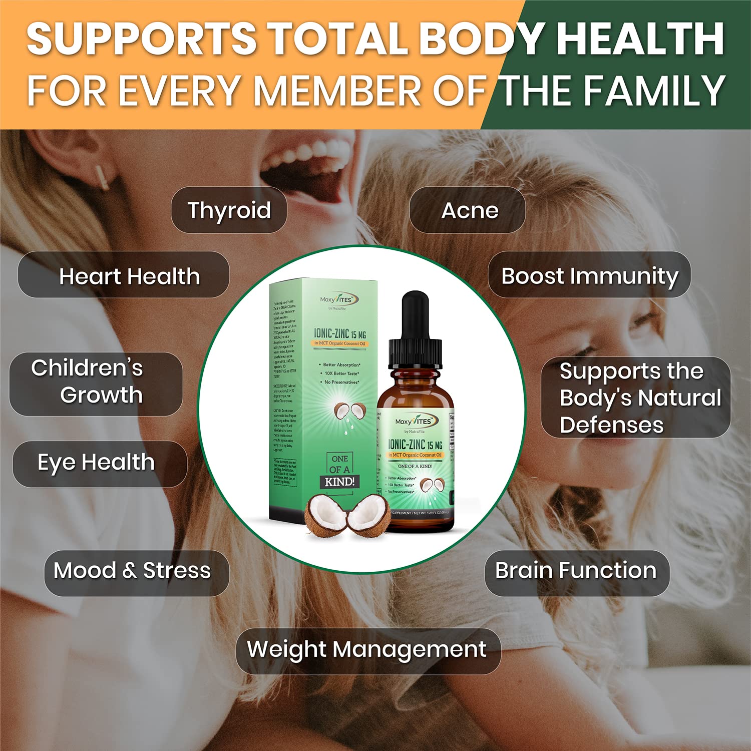 Close-up of zinc drops bottle with dropper