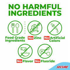 Zinc-free denture adhesive packaging