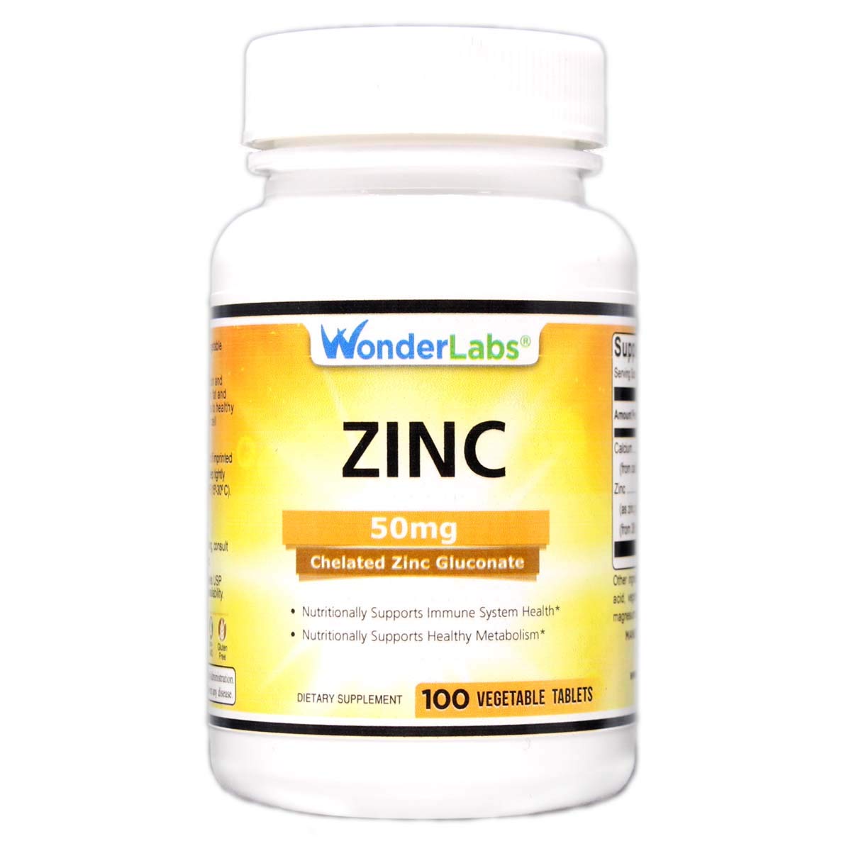 Wonder Laboratories Chelated Zinc Gluconate 50 mg bottle