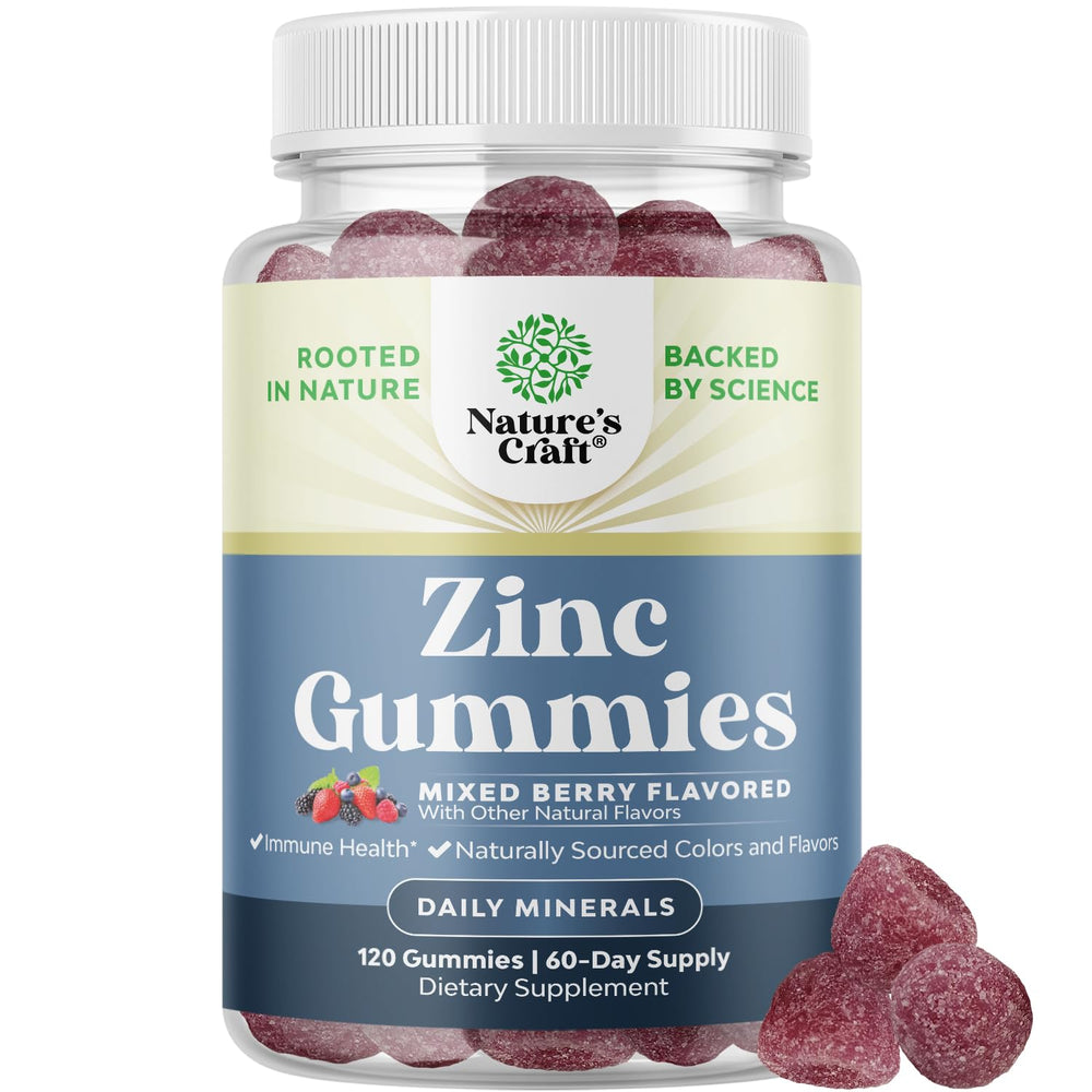 Front view of Extra Strength Zinc Gummies bottle for adults