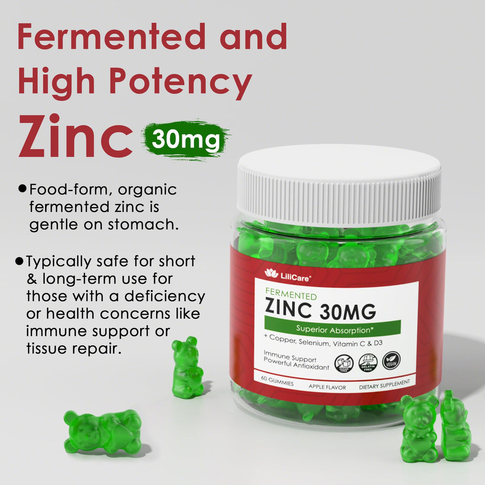 Zinc gummies with copper, selenium, vitamin C & D3 ingredients