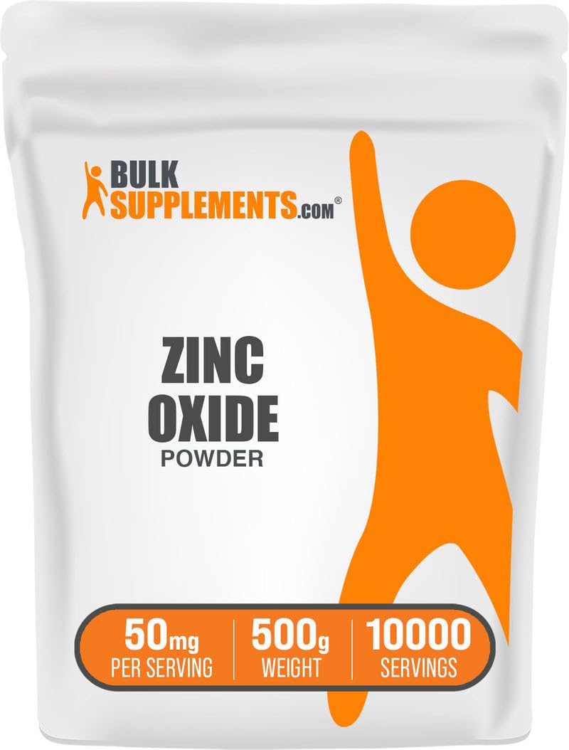 BulkSupplements Zinc Oxide Powder 500g container