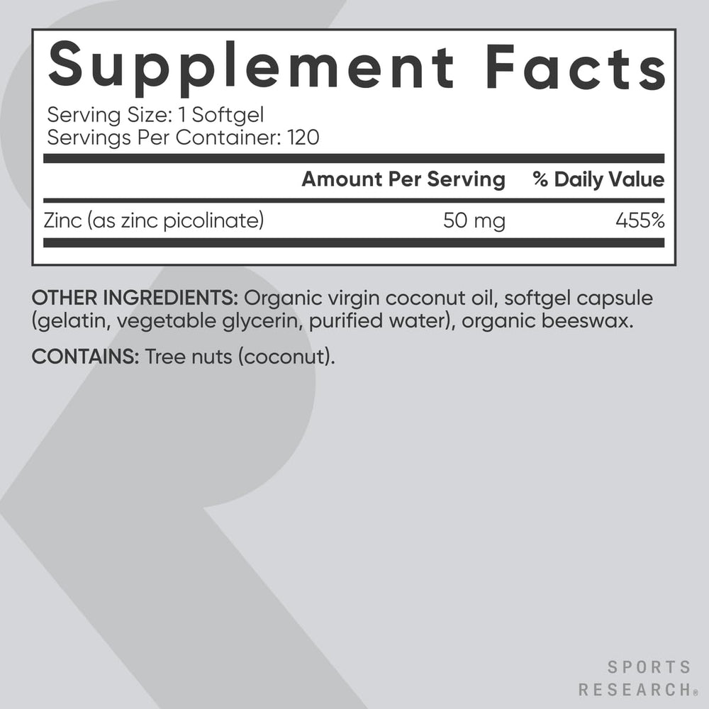 Gluten-free zinc supplement packaging
