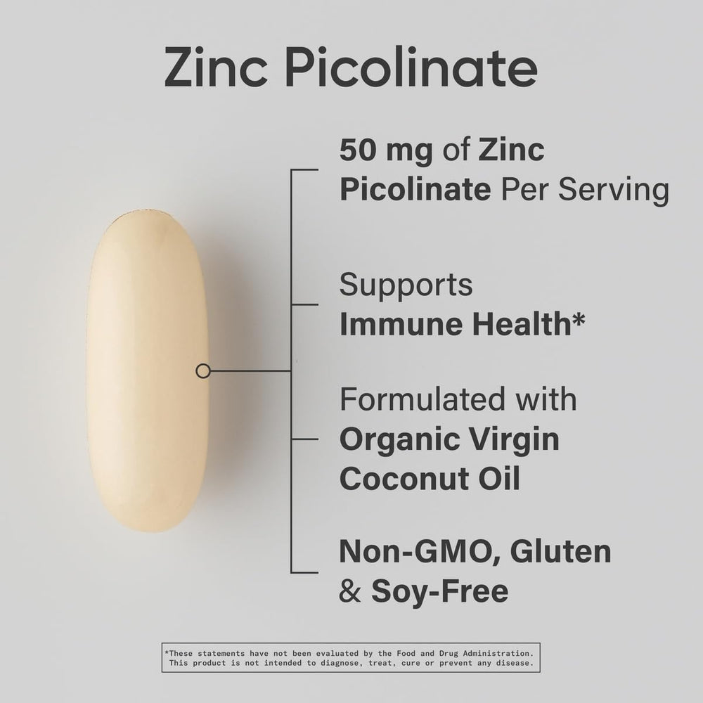Zinc Picolinate 50mg with Organic Virgin Coconut Oil ingredients
