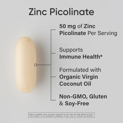 Zinc Picolinate 50mg with Organic Virgin Coconut Oil ingredients