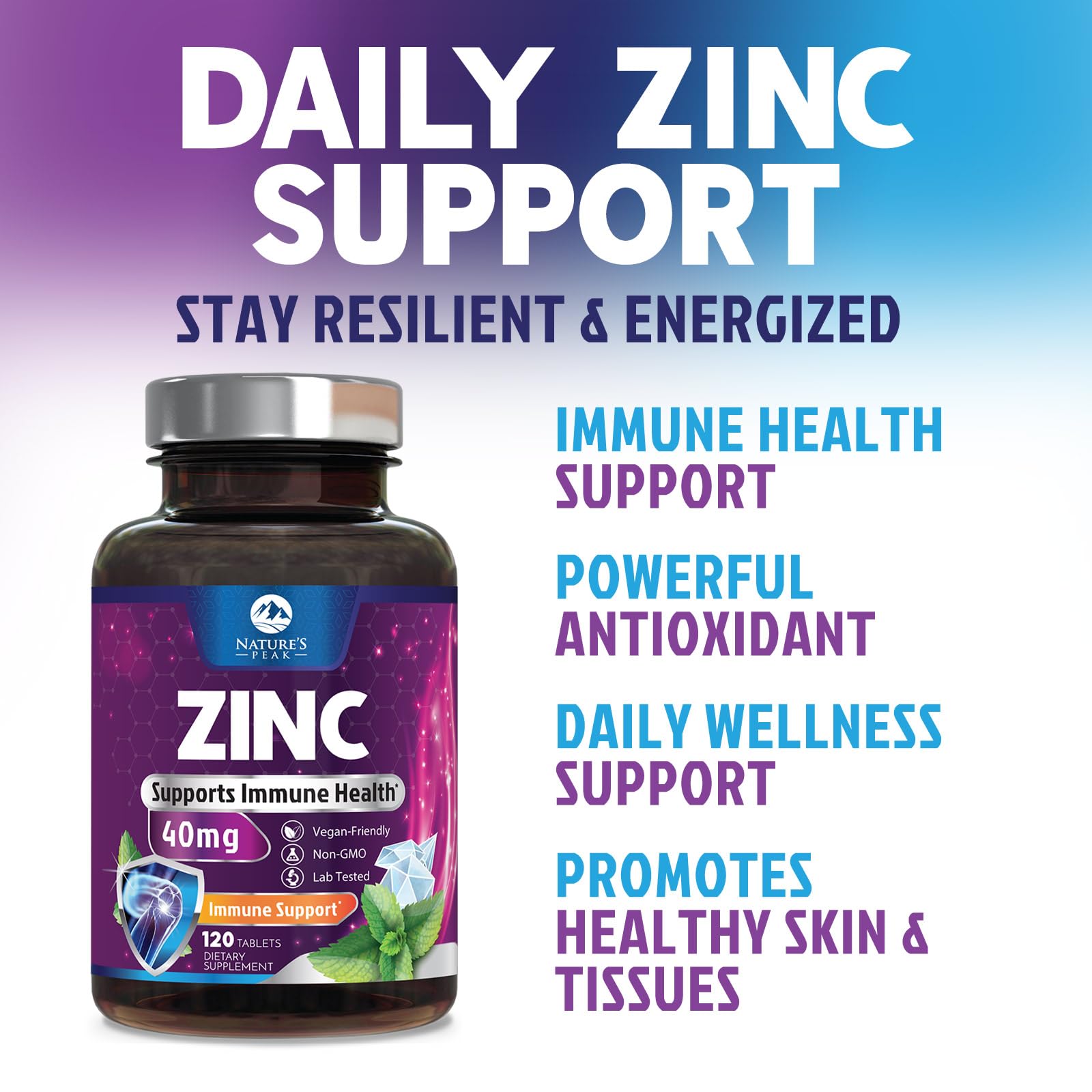 Zinc immune support concept with health imagery