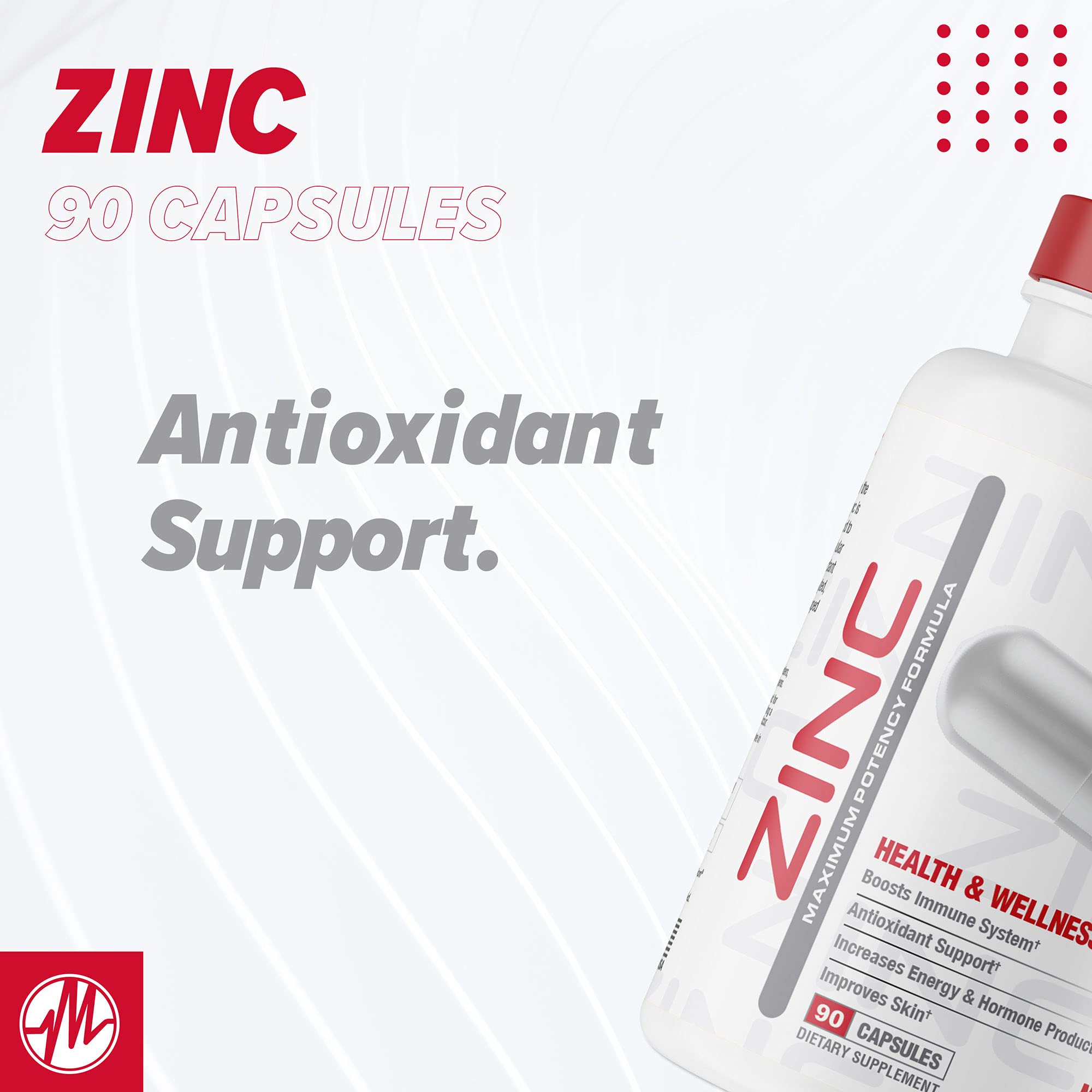 Lifestyle image of zinc supplement bottle on table