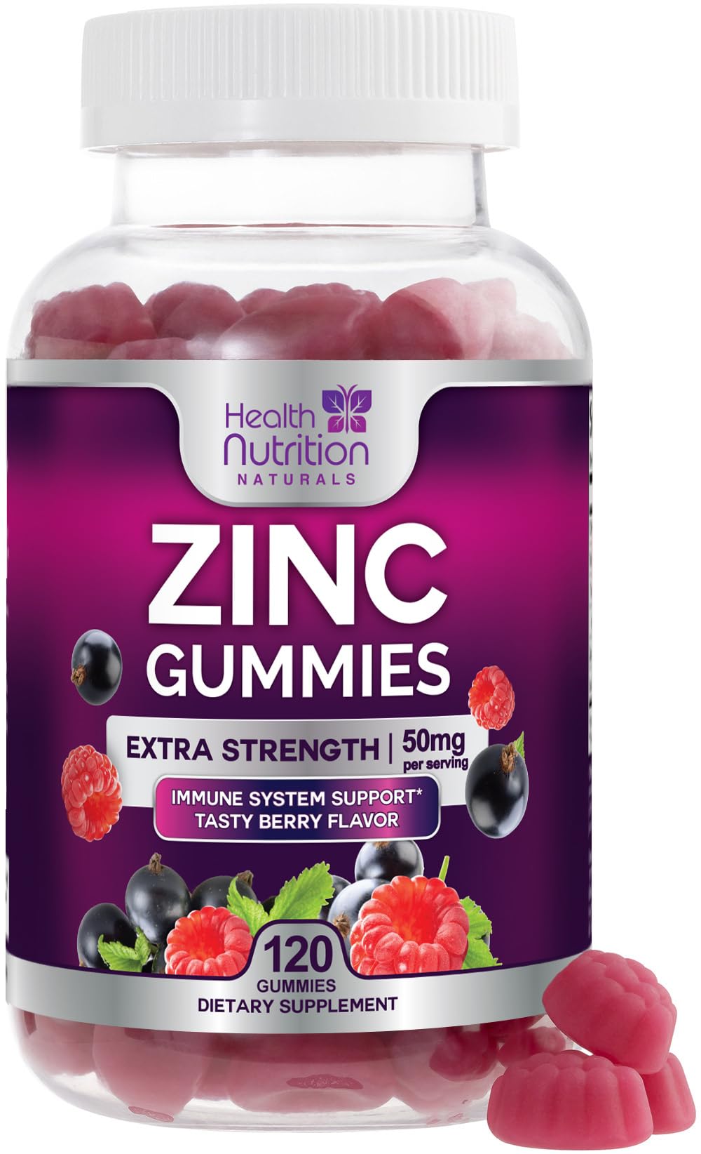 Zinc 50mg gummies berry flavor bottle - 120 count