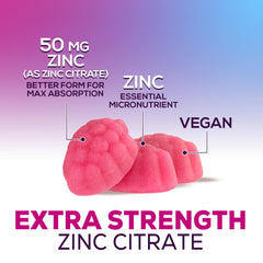 Zinc supplements 50mg gummies rectangle package