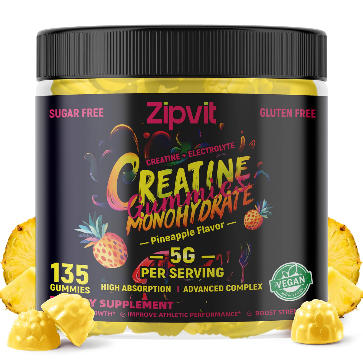 Zipvit Creatine Monohydrate Gummies bottle - front view