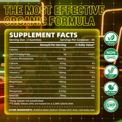 135-count bottle with Creatine Monohydrate gummies label